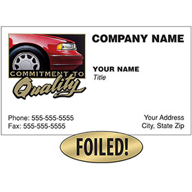 Auto Repair Business Cards with Foil - Commitment to Quality