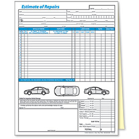 2-Part Auto Body Repair Estimate Forms