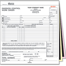 3-Part Emission Control Work Order Forms