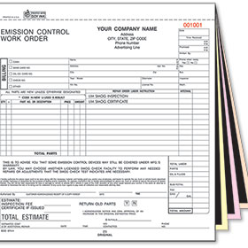 4-Part Emission Control Work Order Forms
