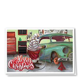 Personalized Deluxe Full-Color Holiday Cards - Santa's Restoration 