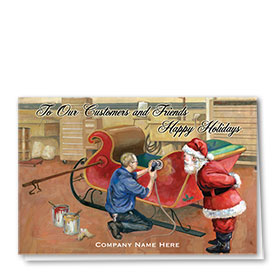 Double Personalized Full-Color Holiday Cards - St. Nick's Sled
