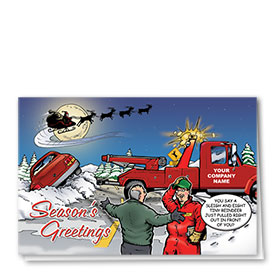 Double Personalized Full-Color Holiday Cards - Christmas Tow