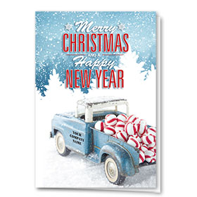 Double Personalized Full-Color Holiday Cards - Peppermint Classic