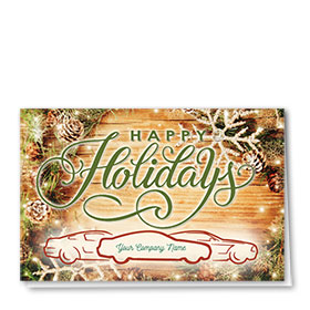 Double Personalized Full-Color Holiday Cards - Rustic Pine