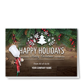 Double Personalized Full-Color Holiday Cards - Wooden Stars