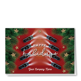 Double Personalized Full Color Holiday Card- Tree Lighting