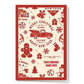 Double Personalized Full Color Holiday Card- Pickup Pattern