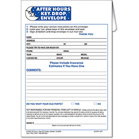 After Hours Key Drop Envelopes - Auto Body