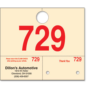 Personalized Manila Car Hang Tags with Imprint & Numbers