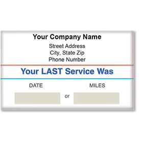 Standard Adhesive Service Reminders - Your Last Service Was