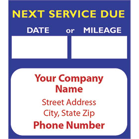 High-Visibility Personalized Service Reminder Stickers - Next Service (Blue)