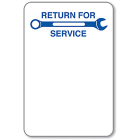 Auto Body Return for Service Stickers - Blue Wrench Static Cling Label