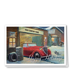 Double Personalized Full-Color Automotive Holiday Cards - Homebound Repair