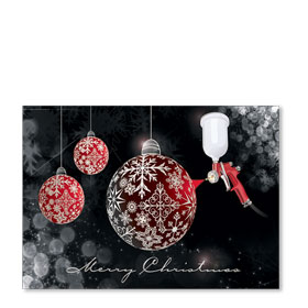 Personalized Full-Color Holiday Postcard - Scarlet Bulbs