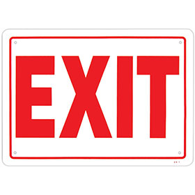 Office Signs – 14" x 10" Exit (Red on White)