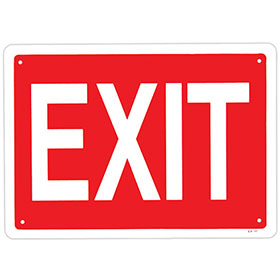 Office Signs – 14" x 10" Exit (White on Red)