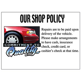 Commitment to Quality Signs - Shop Policy