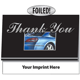 Auto Repair Thank You Cards - Rear View Blue, Silver Foil