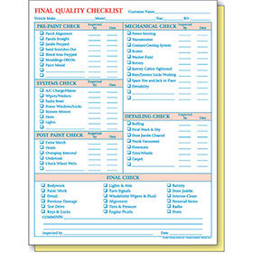Quality Checklist Form (250)
