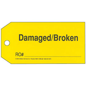 Parts Tags - Damaged/Broken Parts (Yellow)