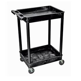 Plastic Utility Cart - 2 Shelves - Black