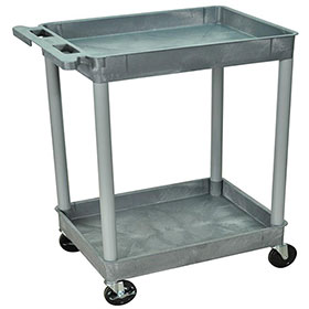 Plastic Utility Cart - 2 Shelves - Gray