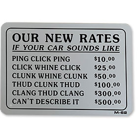 Car Noise Joke Sign