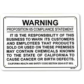 Shop Sign – 14" x 10" - Warning PROP 65