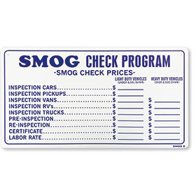 Shop Sign – 24" x 13" SMOG Check Program