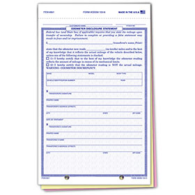 3-Part R&R Compatible Odometer Disclosure Forms