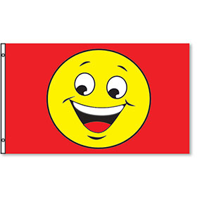 Smiley Rectangle Flags 3' x 5' - Red & Yellow