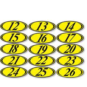 2-Digit Oval Car Year Stickers - Black & Yellow