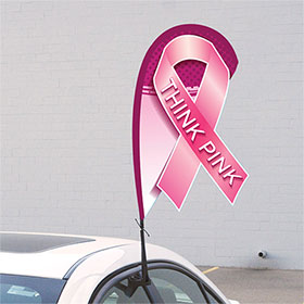 3D Window Clip-On Flag Think Pink