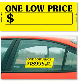 One Low Price Sales Message Windshield Sticker