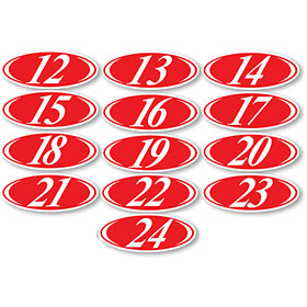 2-Digit Oval Car Year Stickers - Red