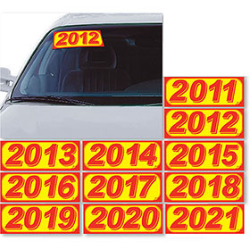 Bright Car Model Year Stickers - Red & Yellow
