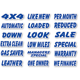 Designer Cut Peel & Stick Slogans - Blue & White