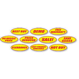 Oval Windshield Slogan Stickers - Red & Yellow
