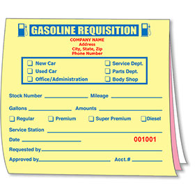 Custom Imprinted Gasoline Requisition Book