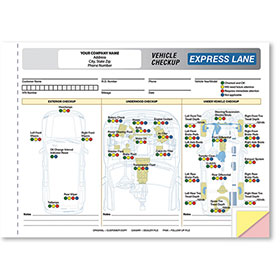 Custom Imprinted Generic Express Lane Vehicle Check-Up Form