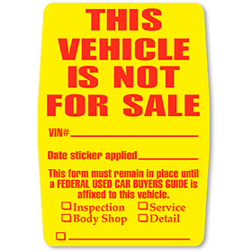 Vehicle Not for Sale Clear Back Stickers