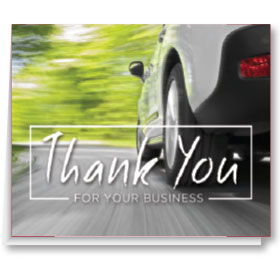 Thank you Card-White Car on Road (100)