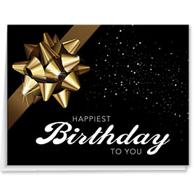 Black Auto Body Birthday Card with Gold Bow