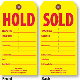 Vertical Sold-Hold Tags (250)