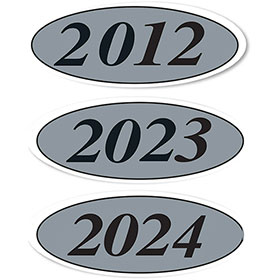 Black & Silver Oval Car Year Stickers