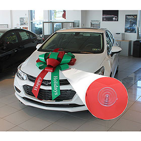 Giant 30-inch Suction Cup Message Bow - Happy Holidays