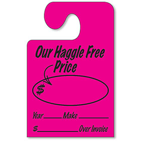 Our Haggle Free Price Mirror Tags with Hook - Fluorescent Pink