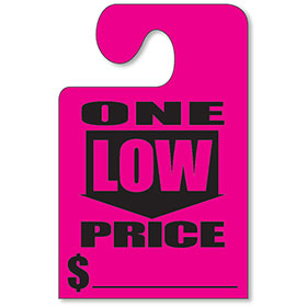 One Low Price Mirror Tags with Hook - Fluorescent Pink