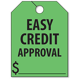 Easy Credit Approval Mirror Hang Tags - Fluorescent Green